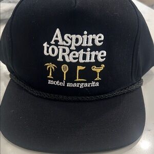 Motel Rocks Black Hat with White and Gold Embroidery